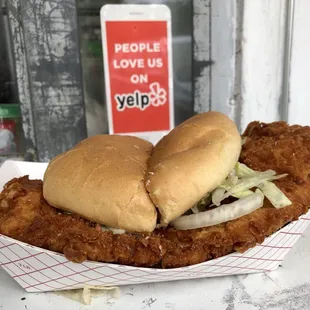 Famous pork tenderloin sandwich