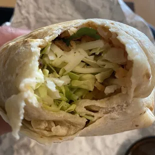 the inside of a burrito