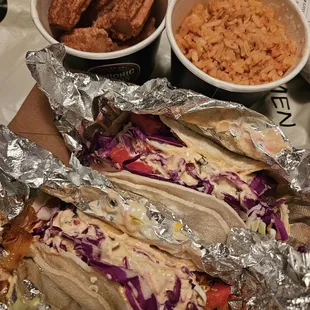 Churro bites $3.75/ Al Pastor Taco placte with spanish rice $9.95