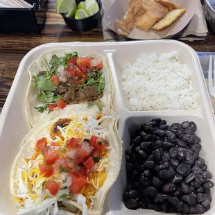 Asada and shrimp taco plate