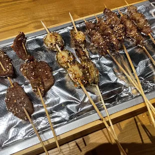 Grilled Beef Tongue Skewers (2) Grilled Abalone Skewers Barbecue Lamb Chops Dish