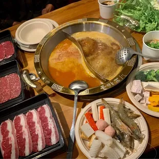 various dishes of food on a table