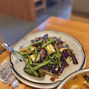 Stewed Eggplant w. Green Beans ($16.99)