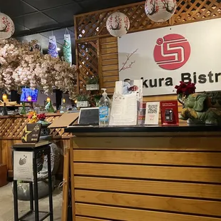 the front desk of a restaurant