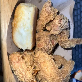 fried chicken and bread