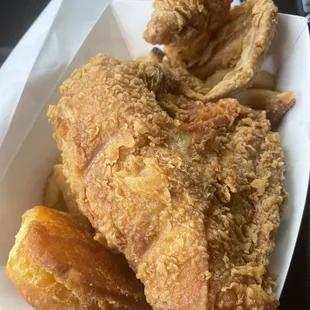 2 Piece White With A Biscuit and A Side Of Fries