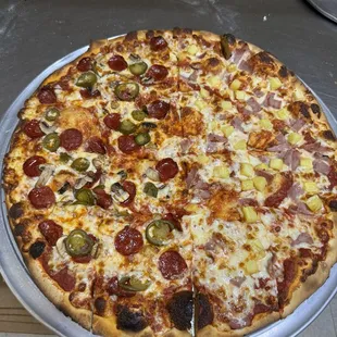#6 Hawaiian Specialty Pizza and Thin Crust Cheese pizza