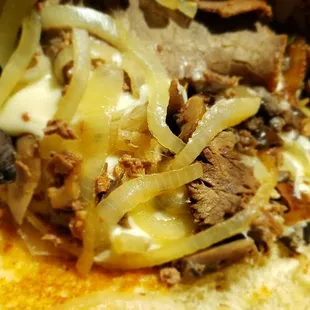 Let&apos;s look inside the Philly steak bomber, toasted bread and heaven.