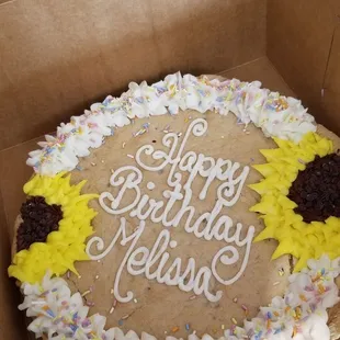 Cookie Cake Birthday Cake with Sunflowers