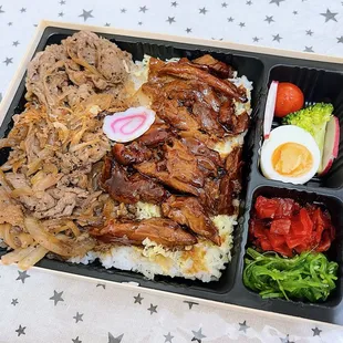 Teriyaki chicken and waygu bento