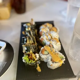 a plate of sushi