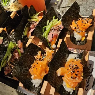Various hand rolls. A nice snack between grilling more meat