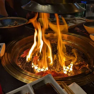 Fire from all that wagyu fat!!