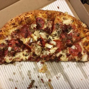 This is what's left of our pizza that I just got