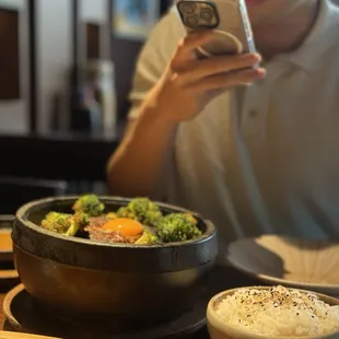 Try the  Stone Pot Wagyu Hambagu ! Perfect!