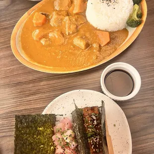 Curry and hand rolls
