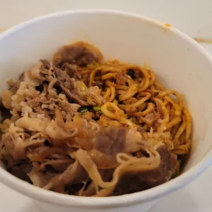 Spicy Garlic Butter Dry Noodle, extra meat &amp; ribeye - $12.00 + $4.00 (2023)