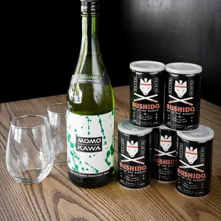 Sake by the can and the bottle