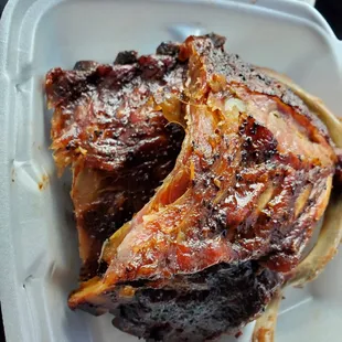 ribs in a styrofoam container