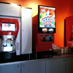 a vending machine and a soda machine