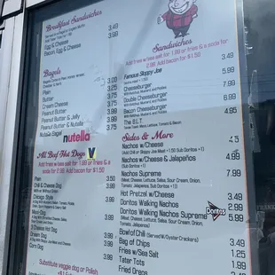 the menu