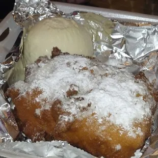 Under the friedness, there is a cheesecake there somewhere