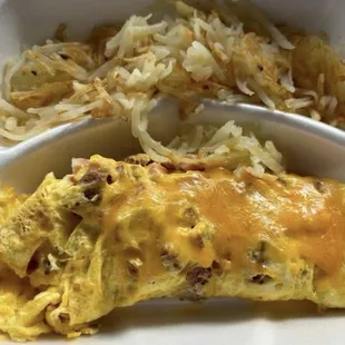 3 Meat Omelette with hash browns