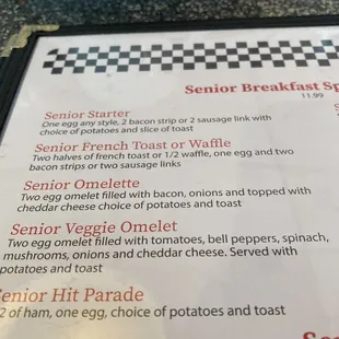 Senior breakfast items