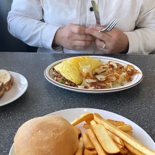 Chubby&apos;s burger and ultimate omelet