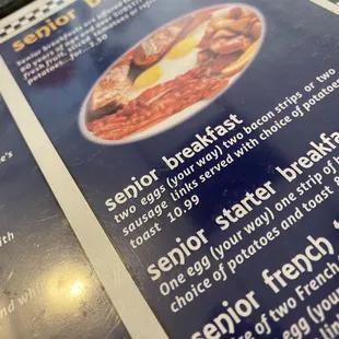 Going to try the Senior Breakfast