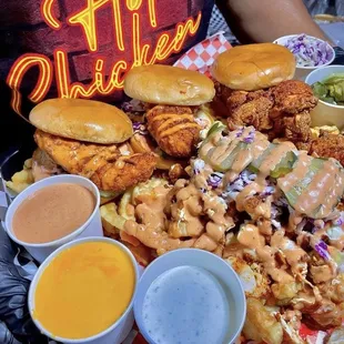 a large platter of food