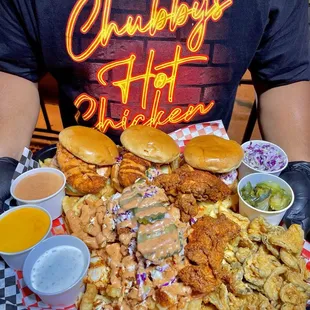 a tray of fried food