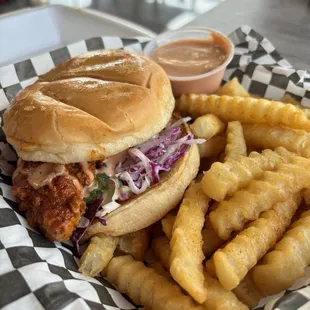The Half!  Chicken sandwich and side of fries