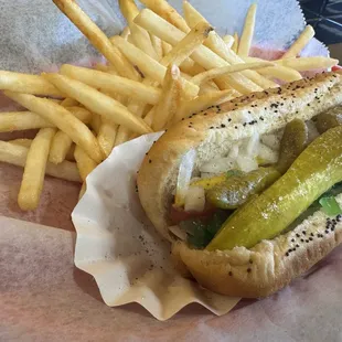 Chicago style Polish sausage basket