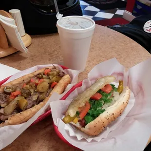 Italian Beef Sandwich and Chicago Dog