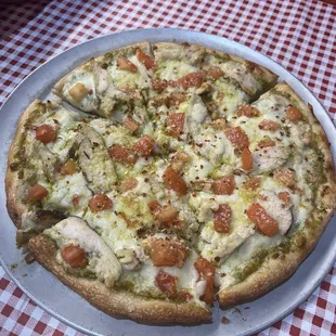 Chicken Pesto Pizza.
