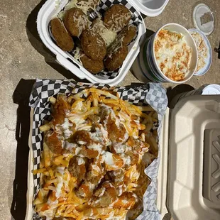 Fried zucchini, Mexican corn &amp; Buffalo chicken fries.