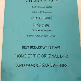 menu