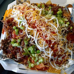 Brisket Nachos w/ green onion n sour cream