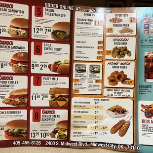 The Chuck House menu in MWC... note the phone number changed.