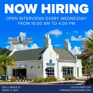 Now Hiring! Send your resume to Marina@chucklager.com