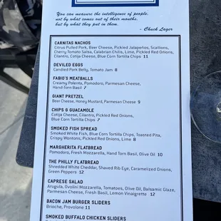 Happy hour menu