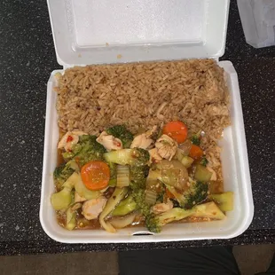 Chicken in Garlic Sauce with chicken fried rice