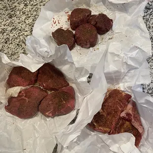 Top sirloin, New York strip, Ribeye