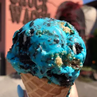 Cookie Monster ice cream!! Try our new flavors!