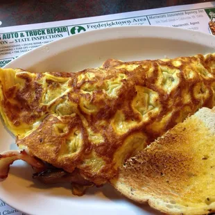 Bacon Omelette with Rye Toast