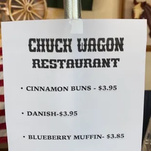 a sign for chuck wagon restaurant