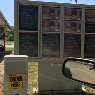 Drive thru menu.
