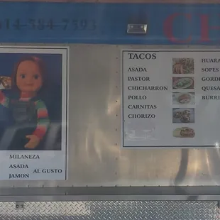Here's the menu and  phone number