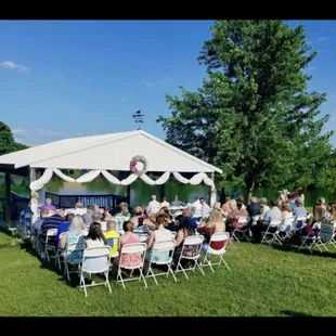 Pavilion on lake for beautiful outdoor wedding